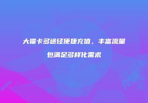 大猫卡多途径便捷充值，丰富流量包满足多样化需求