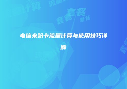电信米粉卡流量计算与使用技巧详解