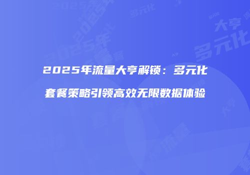 2025年流量大亨解锁:多元化套餐策略引领高效无限数据体验