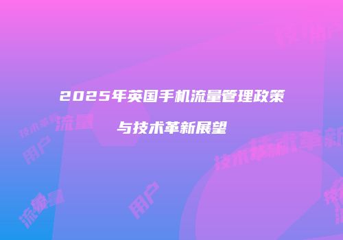 2025年英国手机流量管理政策与技术革新展望