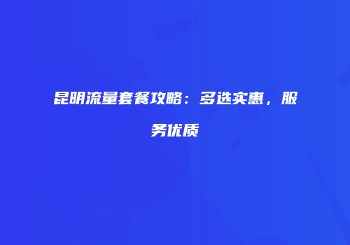 昆明流量套餐攻略：多选实惠，服务优质
