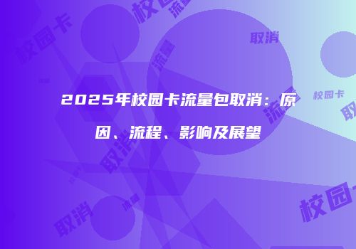 2025年校园卡流量包取消：原因、流程、影响及展望