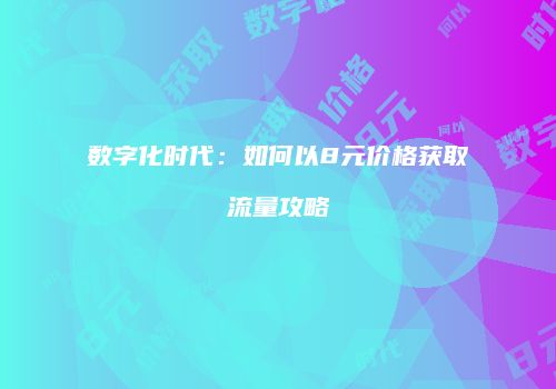 数字化时代：如何以8元价格获取流量攻略
