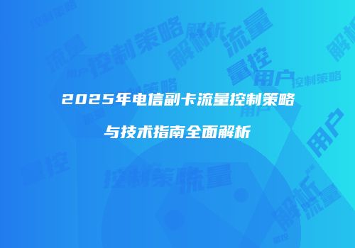 2025年电信副卡流量控制策略与技术指南全面解析