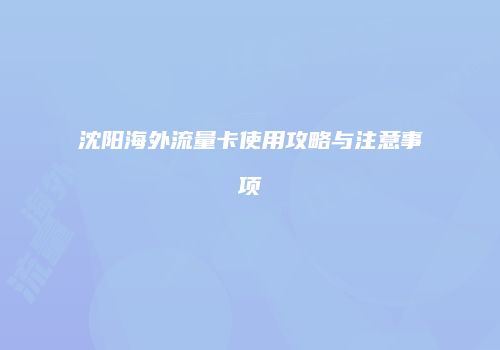 沈阳海外流量卡使用攻略与注意事项