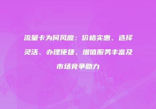 流量卡为何风靡：价格实惠、选择灵活、办理便捷、增值服务丰富及市场竞争助力