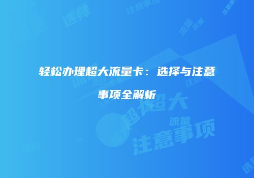 轻松办理超大流量卡:选择与注意事项全解析