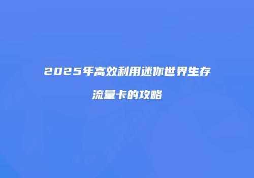 2025年高效利用迷你世界生存流量卡的攻略