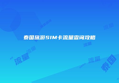 泰国旅游SIM卡流量查询攻略