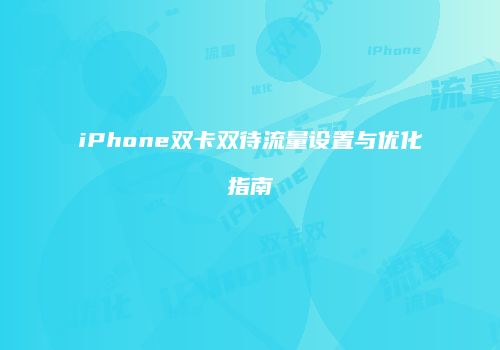 iPhone双卡双待流量设置与优化指南