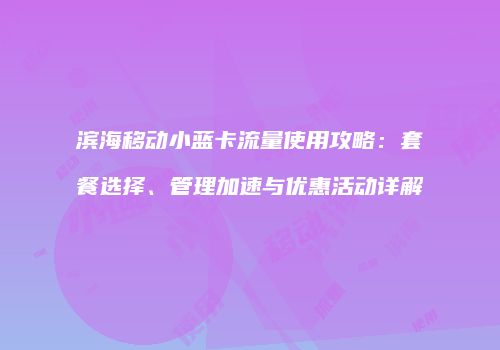 滨海移动小蓝卡流量使用攻略：套餐选择、管理加速与优惠活动详解