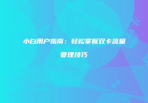 小白用户指南:轻松掌握双卡流量管理技巧