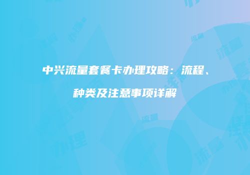 中兴流量套餐卡办理攻略：流程、种类及注意事项详解