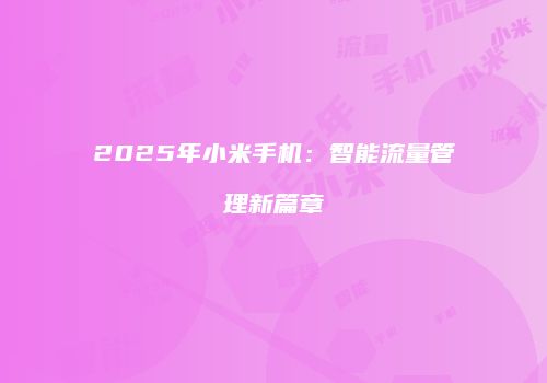 2025年小米手机：智能流量管理新篇章