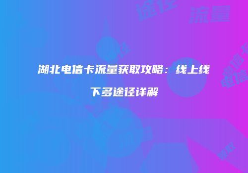 湖北电信卡流量获取攻略：线上线下多途径详解
