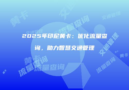 2025年印尼黄卡：优化流量查询，助力智慧交通管理