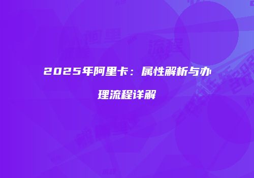 2025年阿里卡：属性解析与办理流程详解