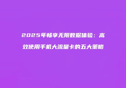 2025年畅享无限数据体验：高效使用手机大流量卡的五大策略