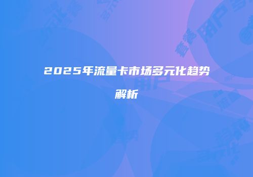 2025年流量卡市场多元化趋势解析