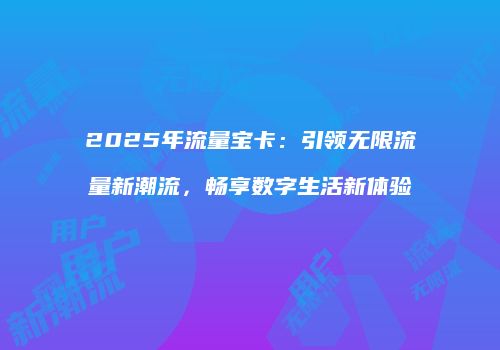 2025年流量宝卡:引领无限流量新潮流,畅享数字生活新体验