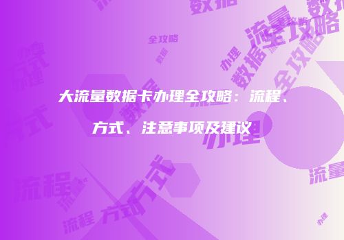 大流量数据卡办理全攻略：流程、方式、注意事项及建议