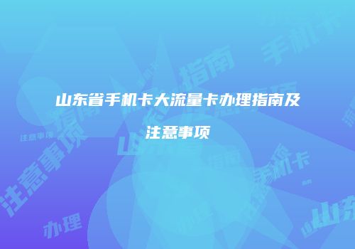 山东省手机卡大流量卡办理指南及注意事项