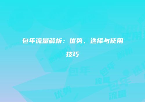 包年流量解析：优势、选择与使用技巧