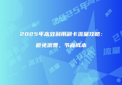 2025年高效利用副卡流量攻略:避免浪费,节省成本