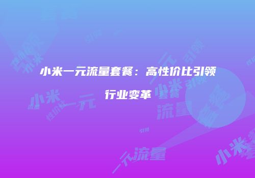 小米一元流量套餐：高性价比引领行业变革