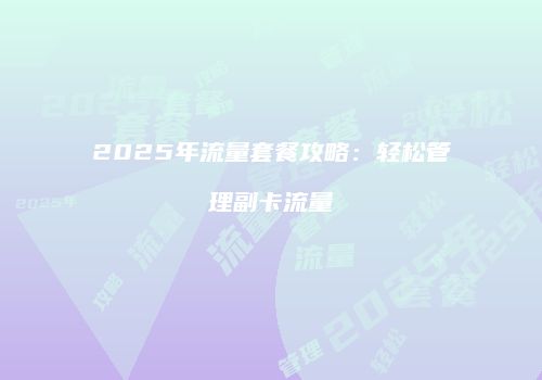 2025年流量套餐攻略：轻松管理副卡流量