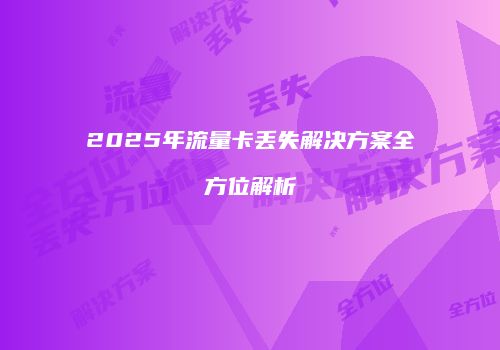 2025年流量卡丢失解决方案全方位解析