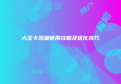 大王卡流量使用攻略及优化技巧