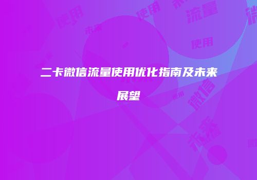 二卡微信流量使用优化指南及未来展望
