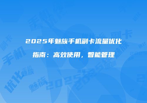 2025年魅族手机副卡流量优化指南：高效使用，智能管理
