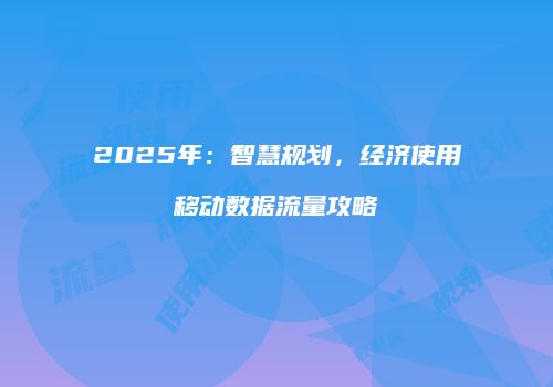2025年：智慧规划，经济使用移动数据流量攻略