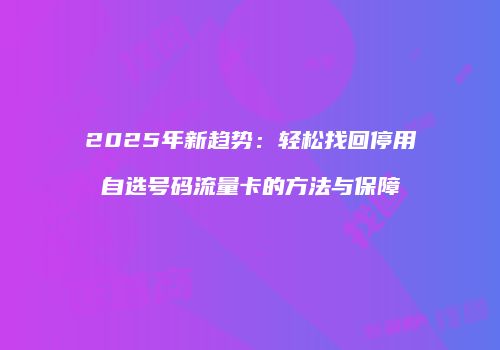 2025年新趋势：轻松找回停用自选号码流量卡的方法与保障