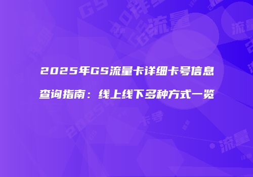2025年GS流量卡详细卡号信息查询指南：线上线下多种方式一览