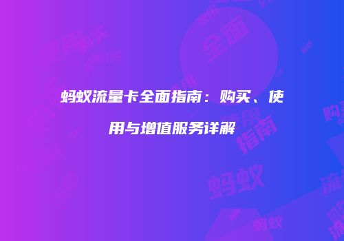 蚂蚁流量卡全面指南：购买、使用与增值服务详解