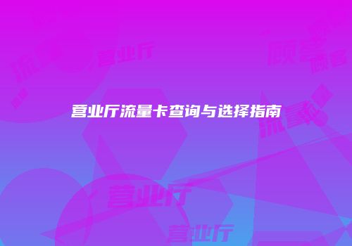 营业厅流量卡查询与选择指南
